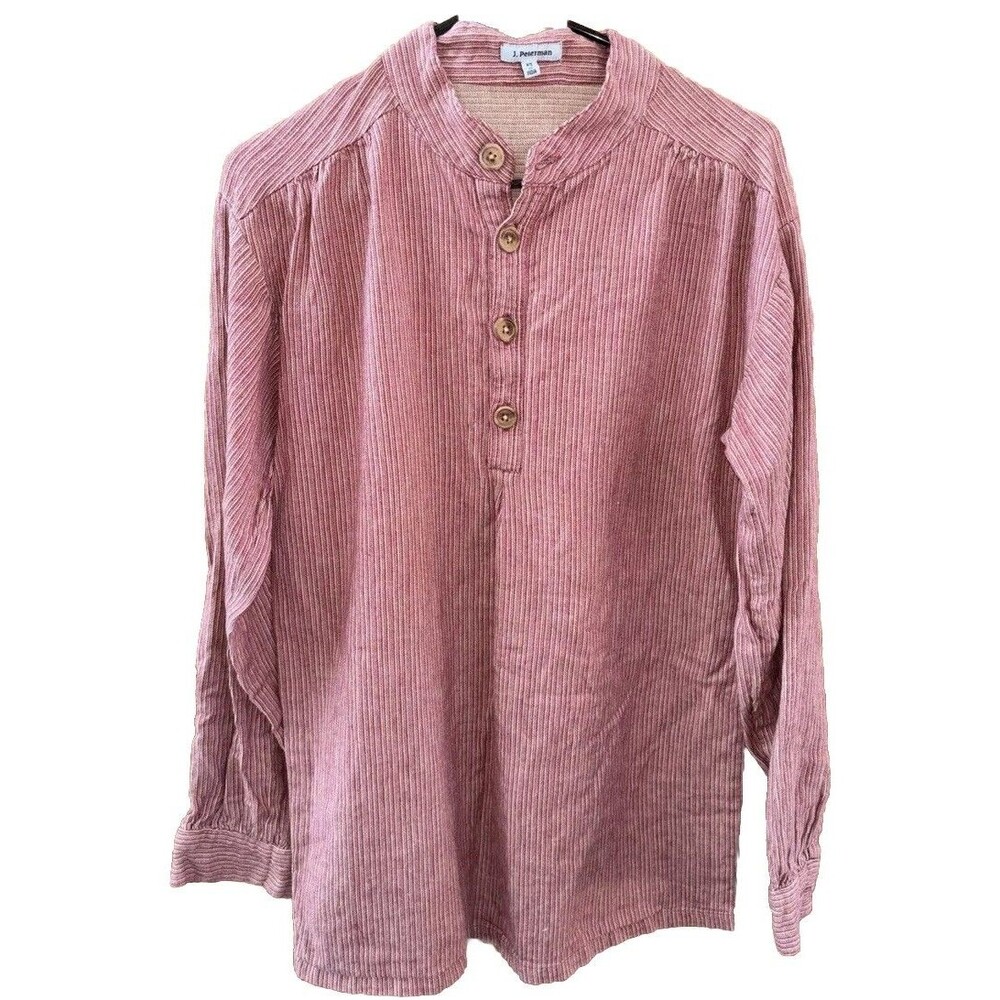 J.Peterman Company shirt striped long sleeve XS Cotton Pullover Long Sleeve Red